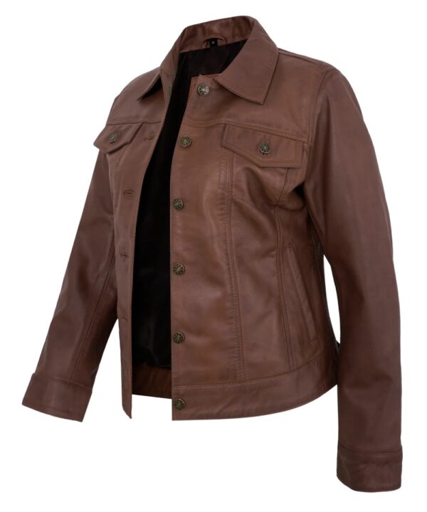 Vintage-Style Brown Leather Jacket