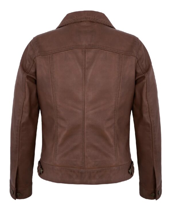 Vintage-Style Brown Leather Jacket
