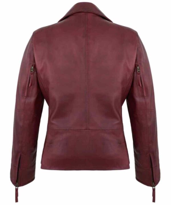 Maroon Women’s Motorcycle Leather Jackets – Real Lambskin Biker Jacket