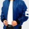 8 Ball Blue Leather Bomber Jacket for Men