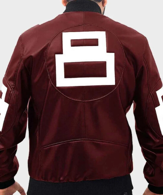 8 Ball Maroon Leather Bomber Jacket