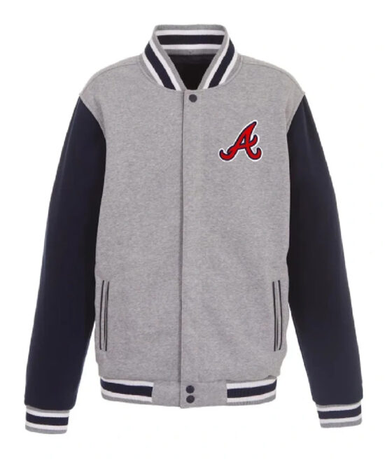 Atlanta Braves Wool Varsity Jacket – Navy & Gray Fan Design