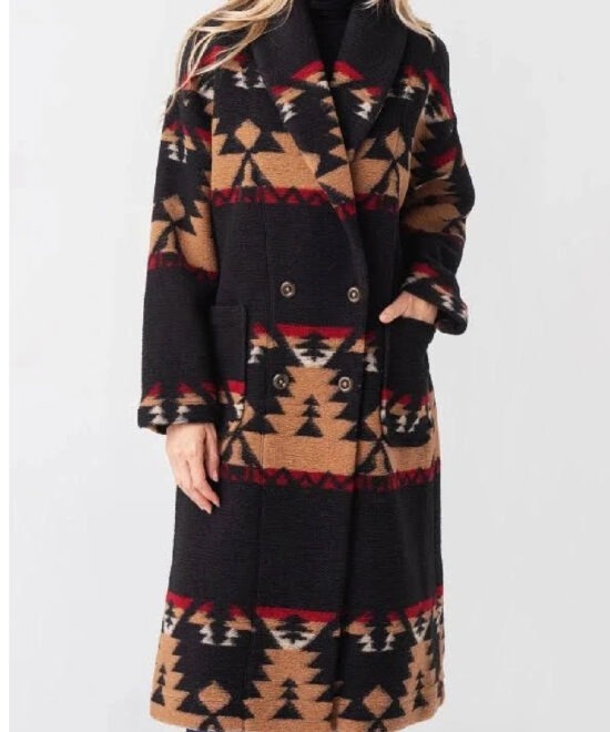 Beth Dutton Black Patterned Long Coat