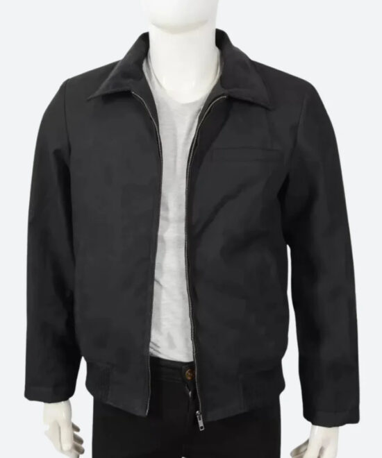 Men’s Black Cotton Jacket – Classic Casual Style