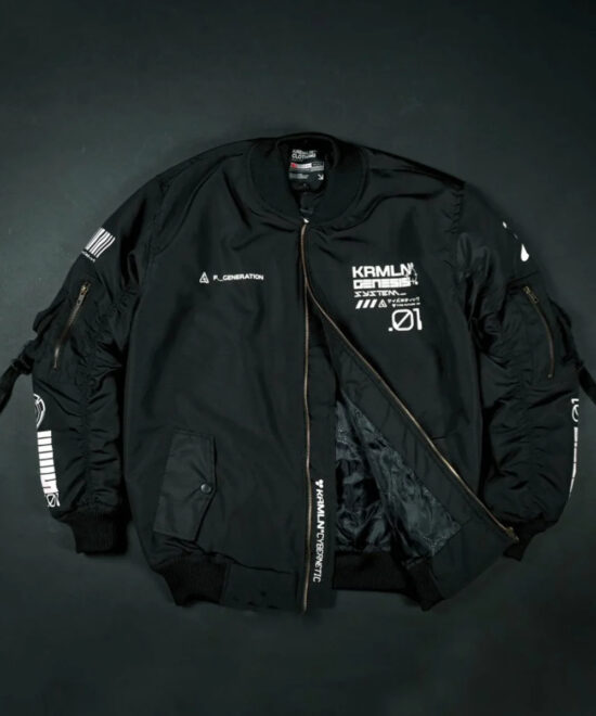 Black Cyberpunk Techwear Bomber Jacket