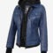 Women’s Blue Leather Bomber Jacket – Casual Hooded Style