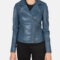 Men’s Blue Leather Moto Jacket – Rugged Street Style