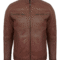 Brown Men’s Lambskin Cafe Racer Leather Jacket – Biker Style
