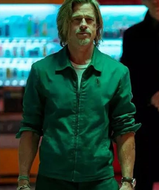 Bullet Train Brad Pitt Green Cotton Jacket