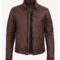 Men’s Cognac Waxed Leather Harrington Jacket – Classic Style