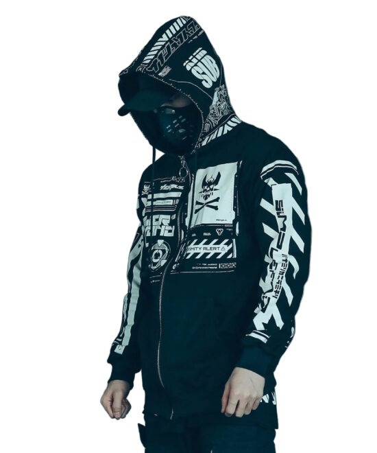 Cyber Graphic Techwear Utility Jacket