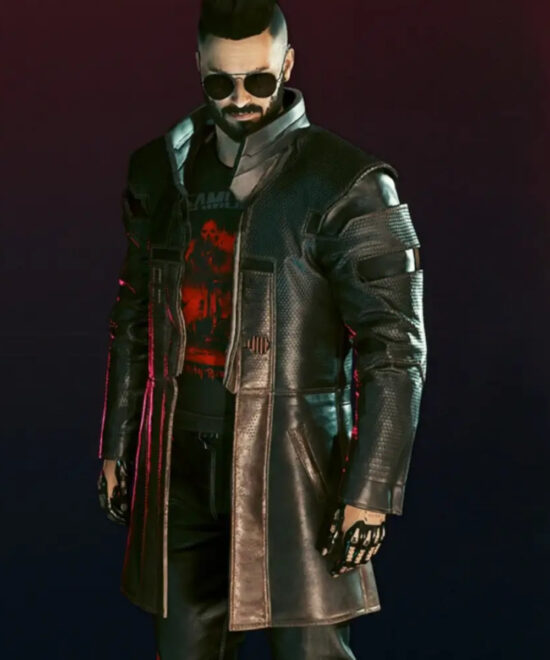 Cyberpunk 2077 Brown Genuine Leather Long Coat