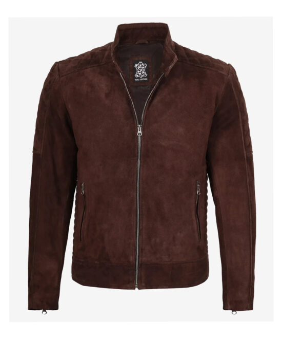 Dark Brown Suede Biker Jacket for Men – Classic Rider Style