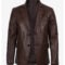 Men's Dark Brown Waxed Leather Blazer with Two-Button Design