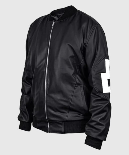 Dizller 8 Ball Letterman Black Bomber Leather jacket