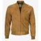 Men’s Light Brown Suede Bomber Jacket – Classic Ribbed Zip-Up Style