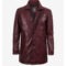 Men’s Maroon Waxed Leather Car Coat – Classic Long Style