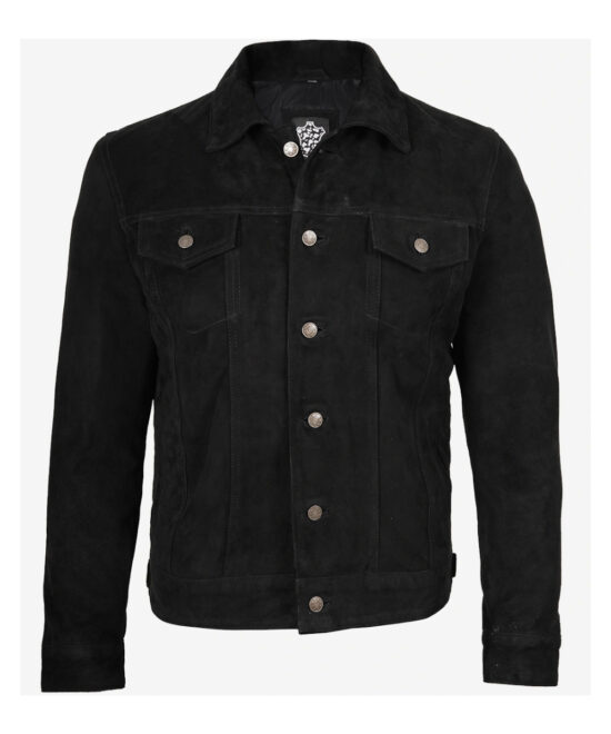 Premium Black Suede Trucker Jacket For Men's