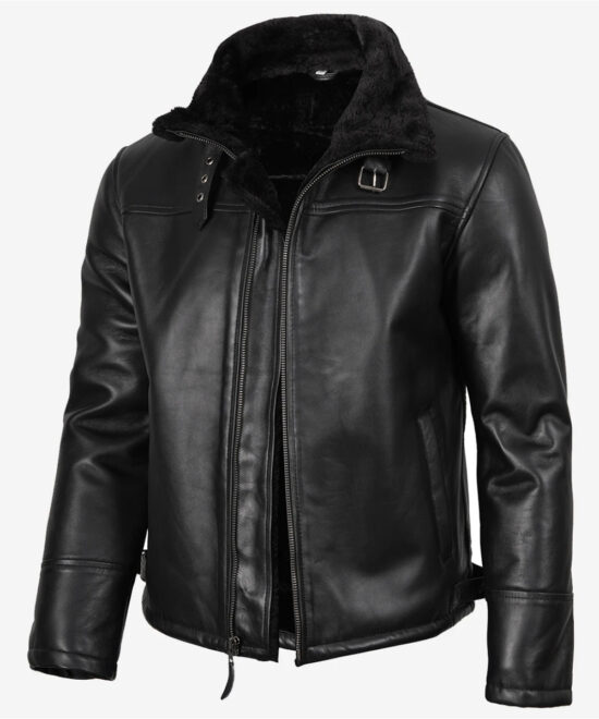 Men’s Black B3 Aviator Jacket – Faux Shearling Lined