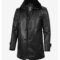 Men’s Black Cowhide Leather Coat – Shearling Collar Style