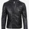 Men’s Black Leather Blazer – Double-Breasted Tailored Fit