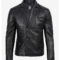 Men’s Black Leather Blazer – Classic Double-Breasted Fit