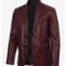 Men’s Burgundy Waxed Leather Blazer – Notch Lapel