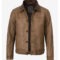 Men’s Camel Waxed Leather Harrington Jacket – Classic Style