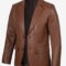 Men’s Cognac Leather Blazer – Classic Tailored Two-Button Style