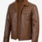 Men’s Cognac Leather Sherpa Jacket – Warm Trucker-Inspired Style