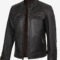Men’s Dark Brown Leather Biker Jacket – Quilted Shoulder Detail