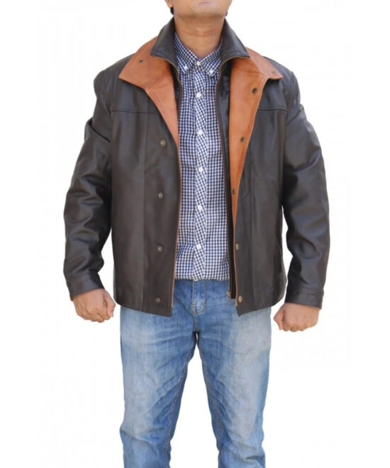 Men’s Dark Brown Leather Jacket – Classic Western-Inspired Style