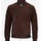 Men’s Dark Brown Suede Bomber Jacket – Classic Zip-Up Style