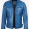 Men’s Distressed Blue Leather Biker Jacket – Vintage Motorcycle Style