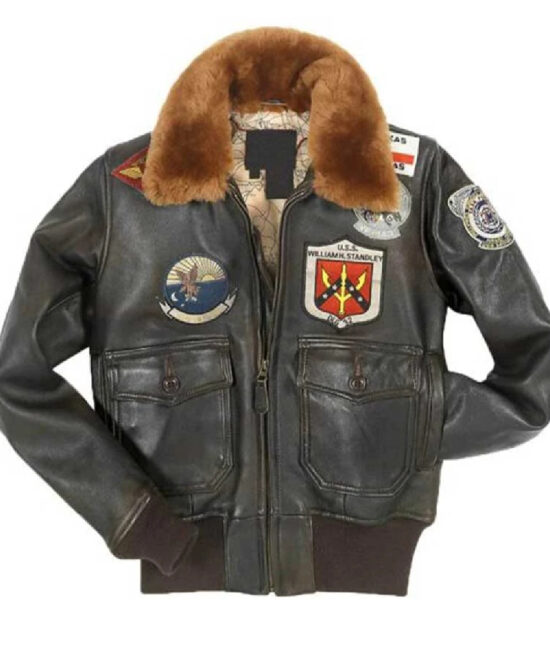 Men’s G-1 Leather Flight Jacket – Patched Aviator Style