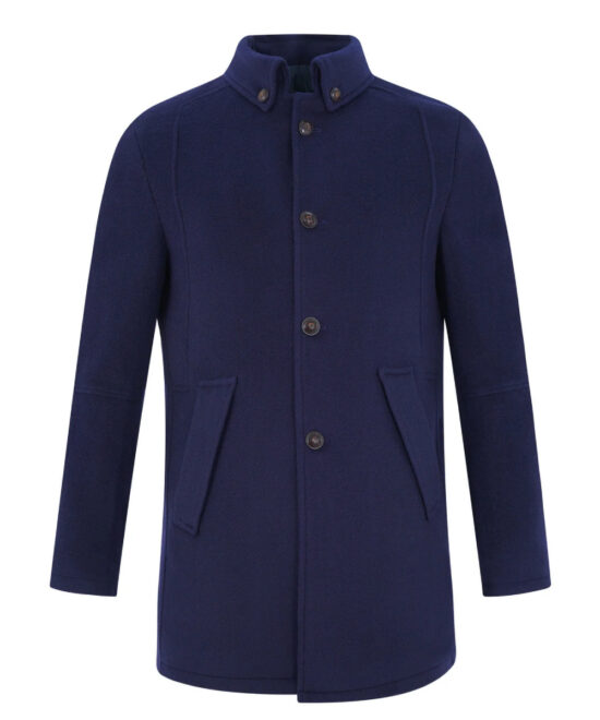 Men’s Plum Wool Jacket – Button-Down Collar for Winter