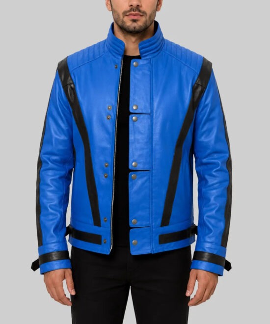 Michael Jackson Thriller Blue Leather Jacket