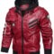 Premium Red Samurai Hooded Leather Jacket