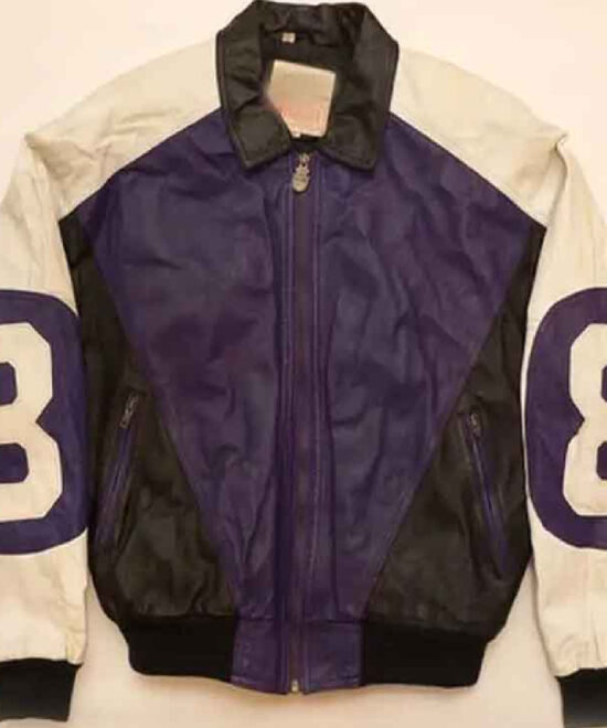 Purple and Black Leather 8 Ball Jacket