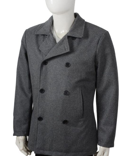 Ryan Bingham Grey Wool Double-Breasted Coat