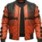 Samurai Cyberpunk Orange Genuine Leather Bomber Jacket
