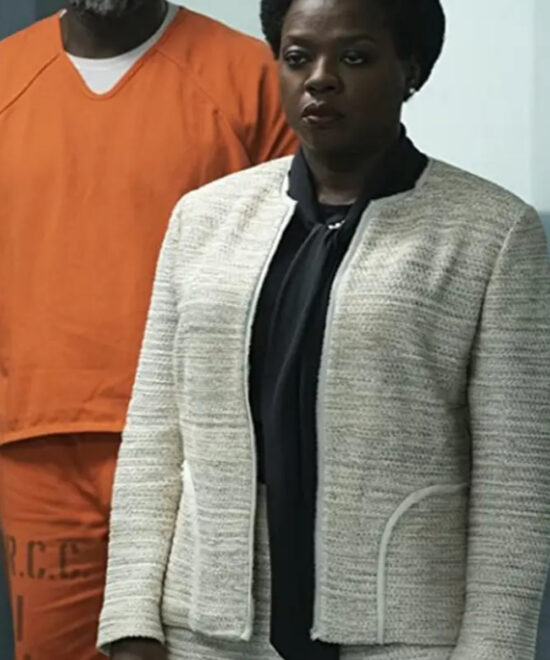 Suicide Squad Amanda Waller White Wool Jacket