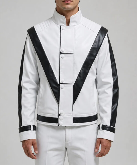 Thriller Michael Jackson White Leather Jacket