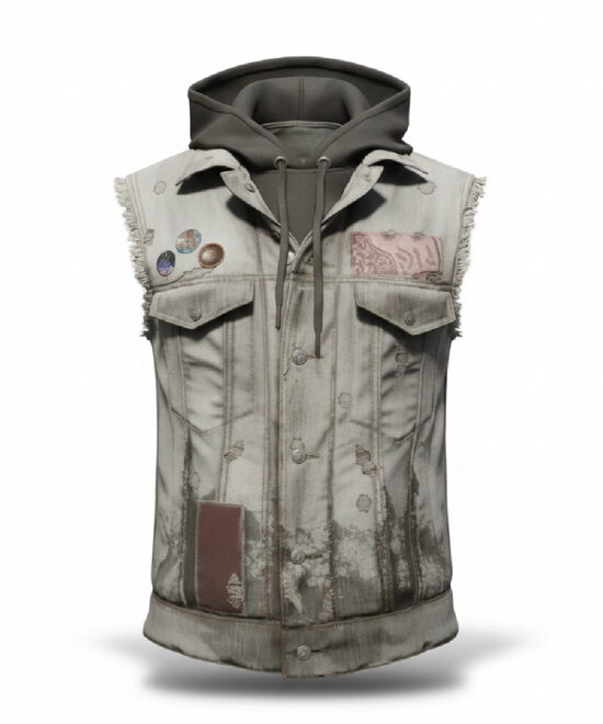 V Grey Genuine Leather Tactical Vest – Cyberpunk Style