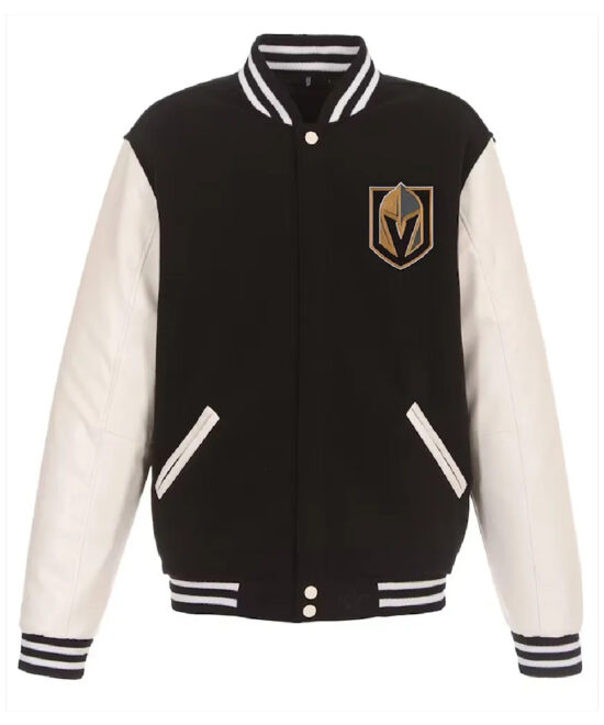 Vegas Golden Knights Black White Jacket – Classic Varsity Fan Design
