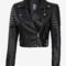 Women’s Black Asymmetric Leather Jacket – Cropped Moto Style