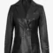 Women's Double Breasted Black Leather Blazer
