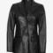 Women’s Black Leather Two-Button Tailored Blazer