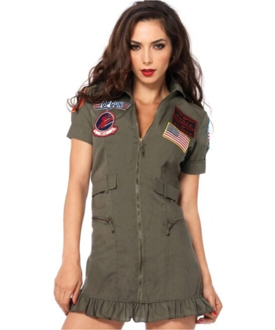 Women’s Olive Green Aviator Flight Costume Jacket