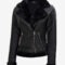 Women’s Black Leather Biker Jacket – Cozy Faux-Shearling Lining